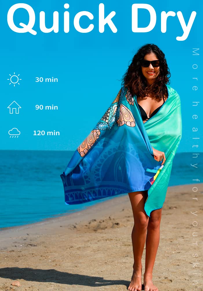 Widdonen Microfiber Thin Lightweight Beach Towel Sand Free Quick Dry Absorbent Compact Towels for Swimming Pool Camping Beach Accessories Large Easy Pack Travel Things for Vacation Essentials Adult Gift - Image 5